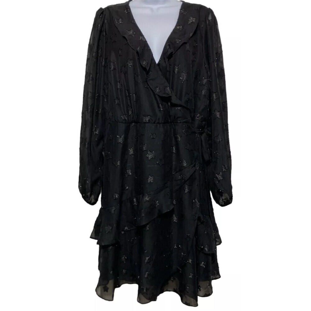 Torrid Dress Women Plus Size 2X Mini Clip Star Surplice Ruffle NEW READ